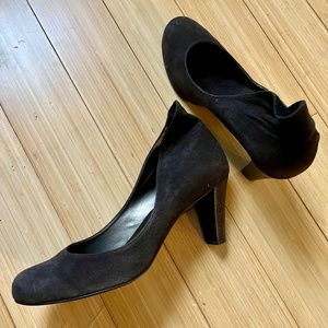 CLEARANCE! Chocolate Suede "Bootie" Pumps, Sz. 12